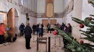 Probe Posaunenchor für Gottesdienst aus der Christuskirchen-Baustelle, Foto kb
