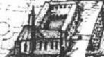 Kartenzeichnung, Schrägbild Stadtbefestigung und Kloster, Richtung Süden