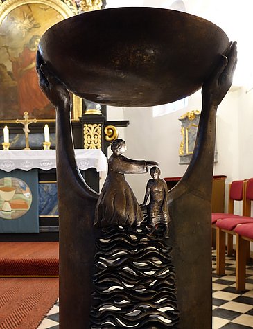 Taufbecken, Schlosskapelle Woffenbach