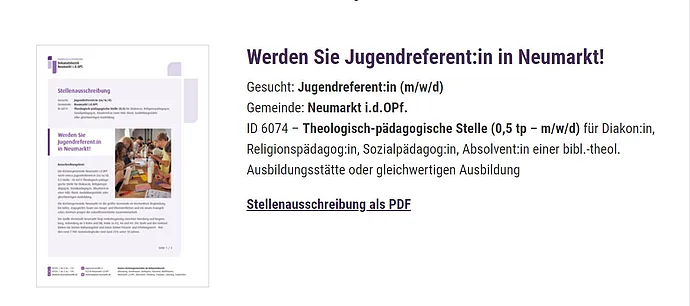 Stellenausschreibung Evang.-Luth. Dekanat Neumarkt i.d.OPf.