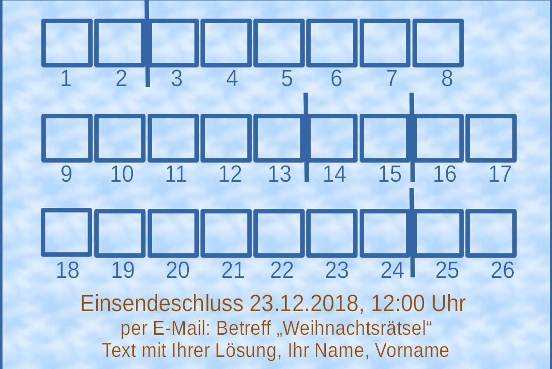Rätselschablone für die Lösungsbuchstaben