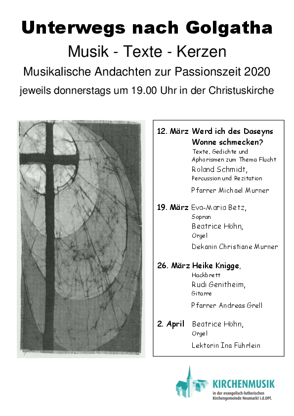 Plakat Unterwegs nach Golgatha 2020, B. Höhn