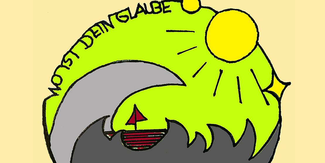 Plakat "Wo ist Dein Glaube?" mit Bild von B. Jeckle