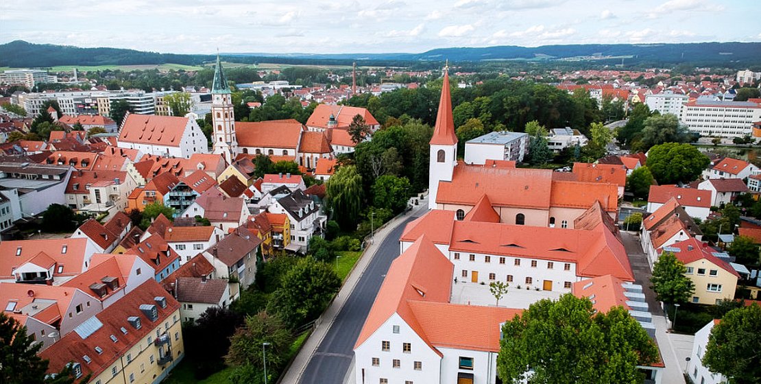 Evangelisches Zentrum und Christuskirche Luftaufnahme