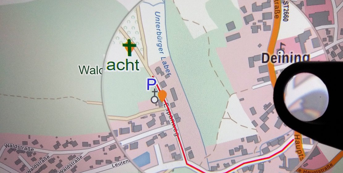 Waldweihnacht Deining, Weg in Karte, Kartengrundlage BayernAtlas
